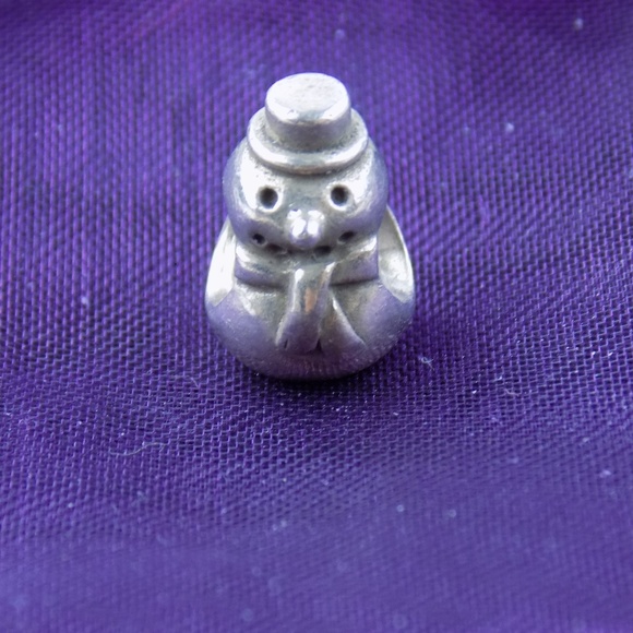 925 sterling silver retired Pandora snowman charm - Picture 2 of 6